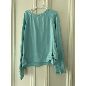 90 degrees turquoise lightweight sweatshirt top with knotted front large